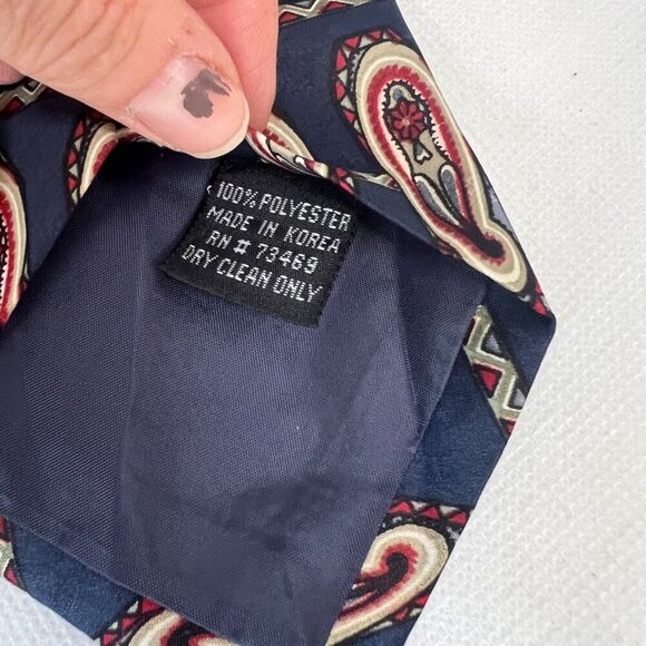 1995 Warner Bros. Looney Tunes Mania Blue Paisley Character Tie - Picture 5 of 6